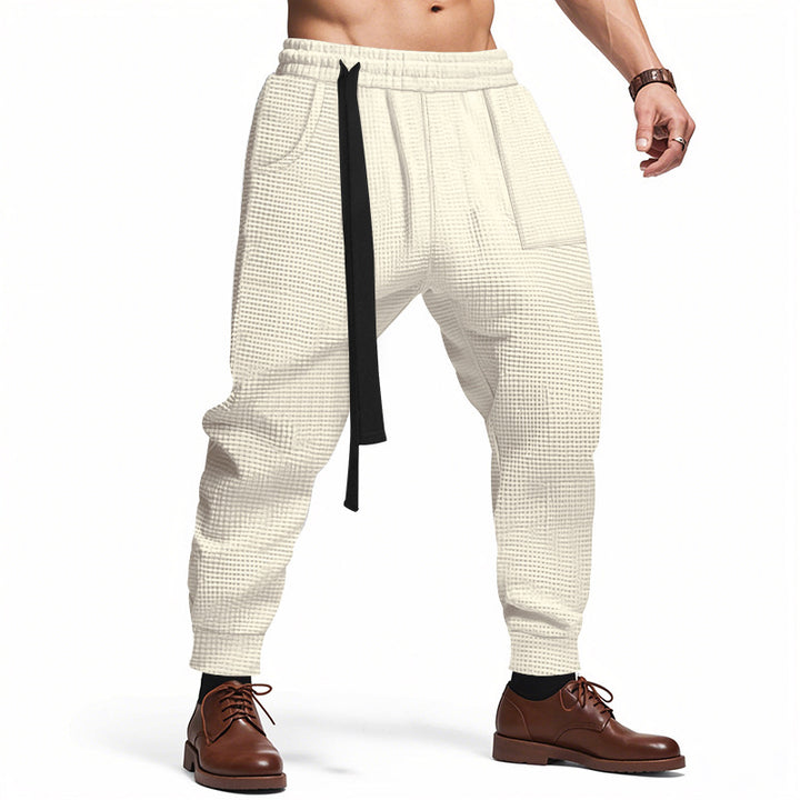 Herren Bequeme Waffelstruktur Jogginghose mit Kordelzug Drune