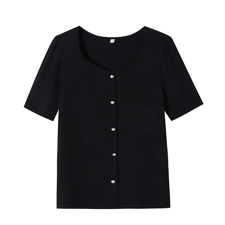 Damen elegantes Oberteil mit feinen Knopfdetails Drune