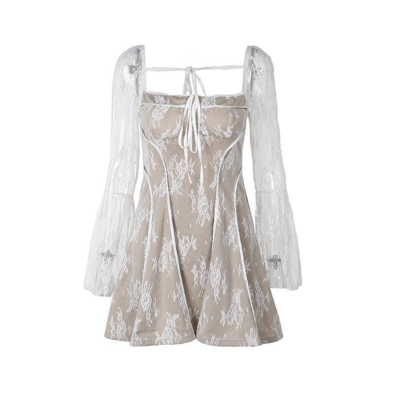 Damen Spitzenkleid mit eleganter Schnürung Drune
