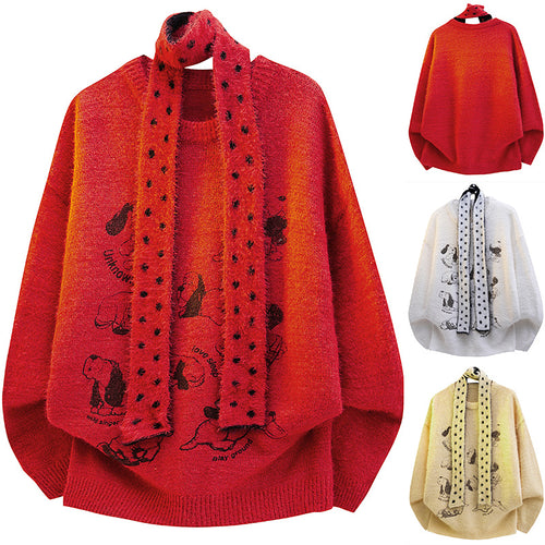 Damen Grobstrickpullover mit Tiermotiv Drune
