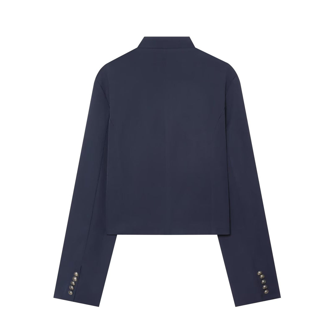 Damen Cropped-Blouson im militärischen Stil mit Zierkordeln und Stehkragen Drune