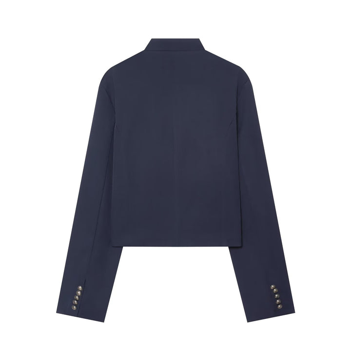 Damen Cropped-Blouson im militärischen Stil mit Zierkordeln und Stehkragen Drune