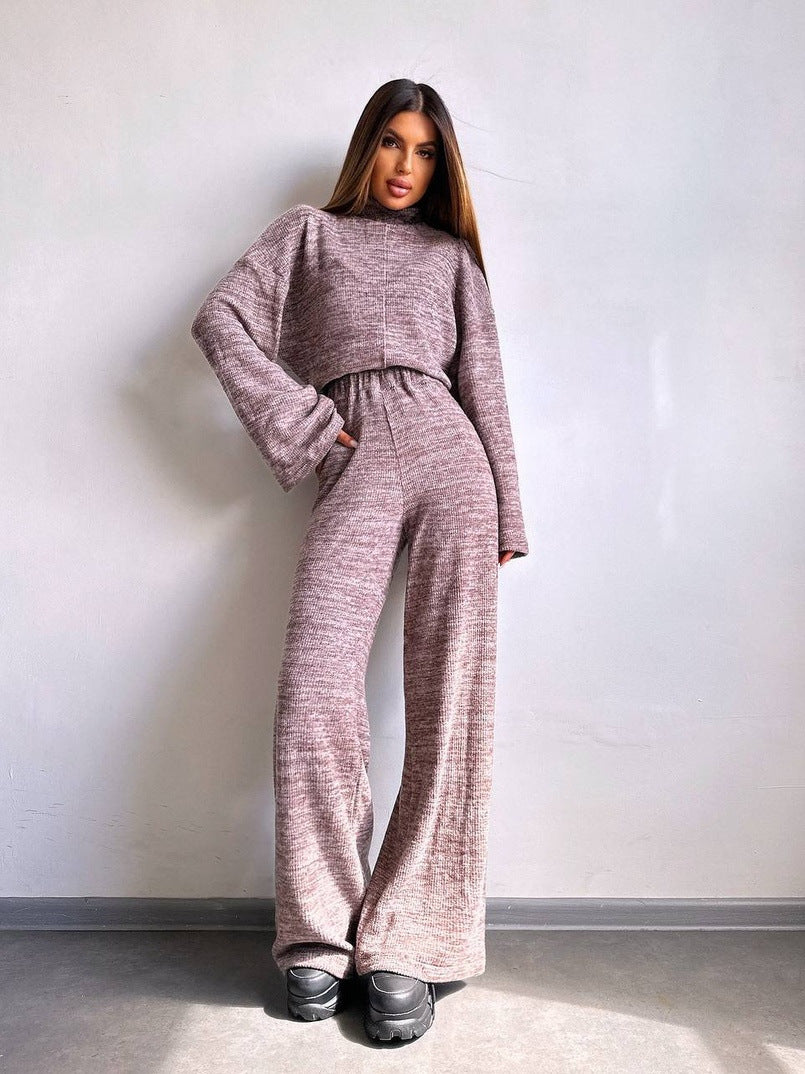 Damen Loungewear-Set mit weitem Schnitt und modernem Rippdesign