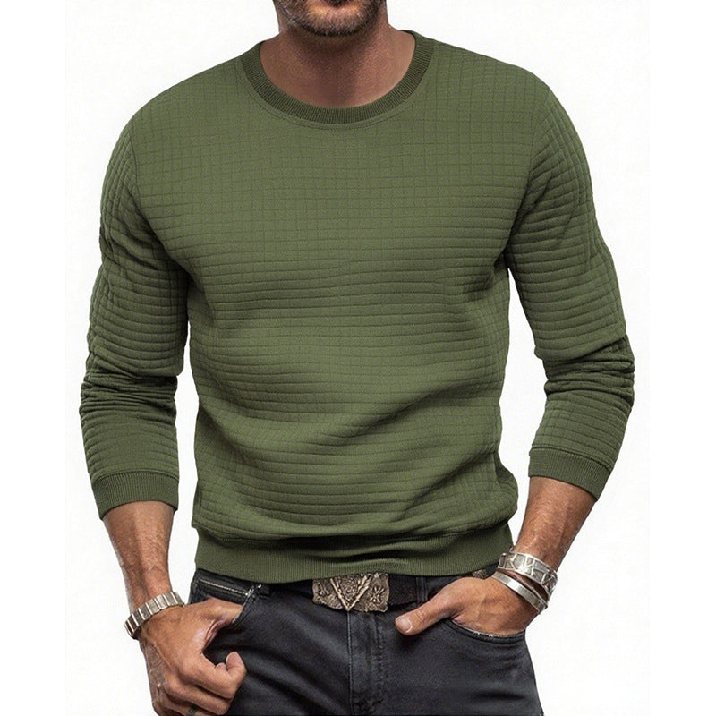 Herren nan strukturiertes Rundhals-Sweatshirt aus gesteppter Baumwollmischung Drune