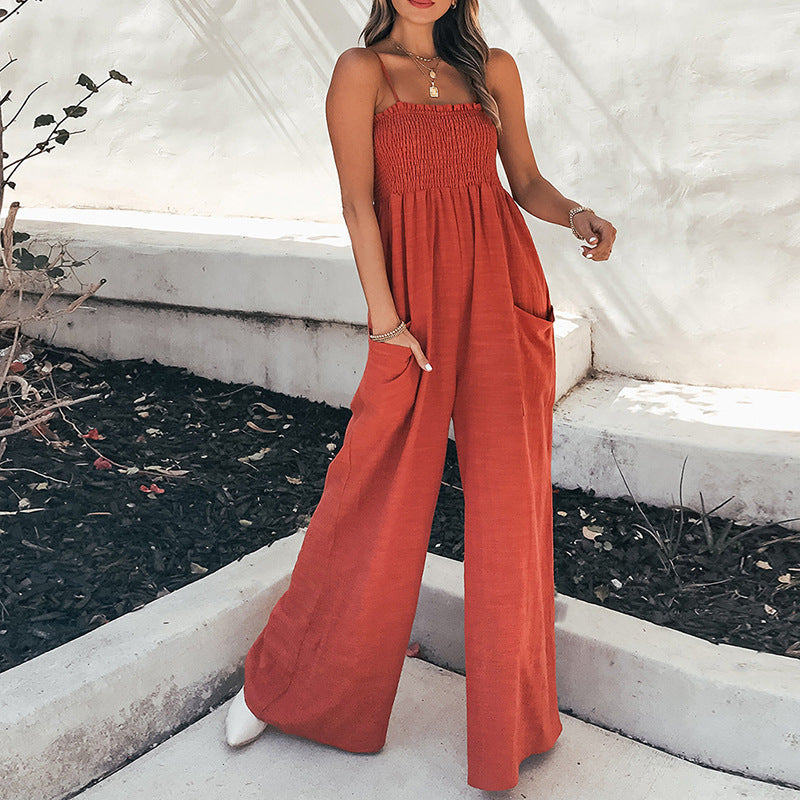 Damen Lässiger Jumpsuit mit weitem Schnitt und praktischen Taschen Drune