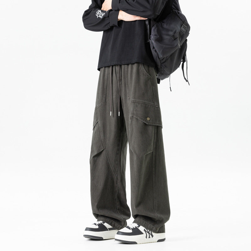 Herren weite Utility-Cargo-Hose mit Tunnelzugbund und großen Klappentaschen Drune