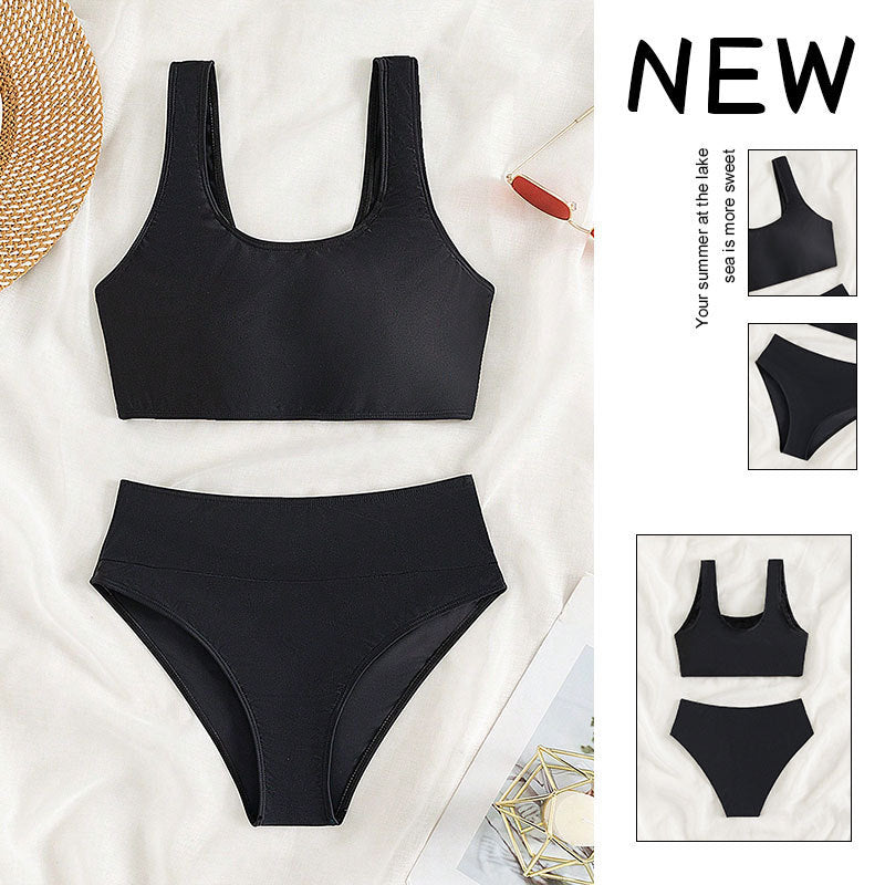 Damen Sport-Bikini mit hohem Bund und breiten Trägern Drune