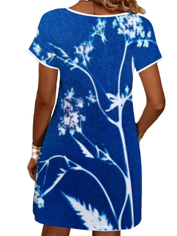 Damen Sommerliches T-Shirt-Kleid mit floralem Print Drune