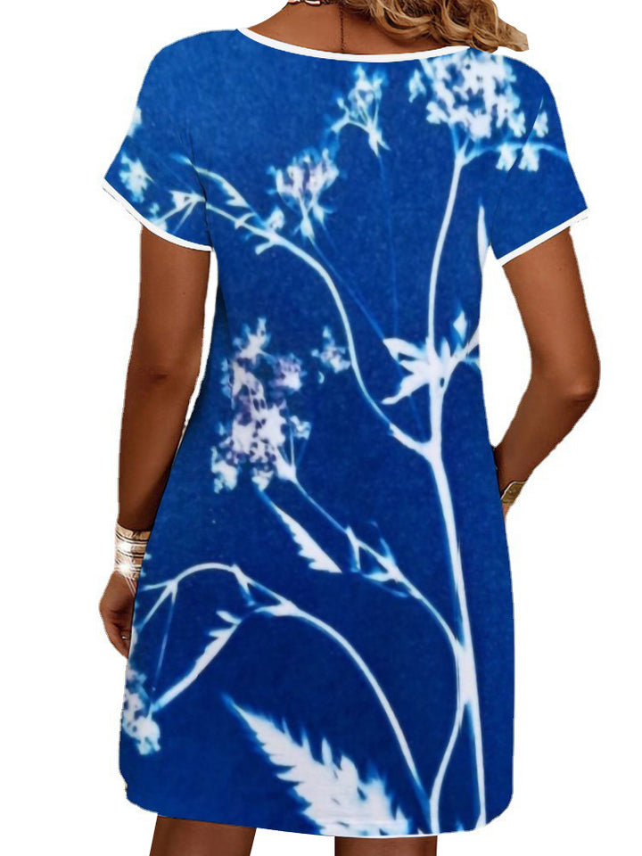 Damen Sommerliches T-Shirt-Kleid mit floralem Print Drune
