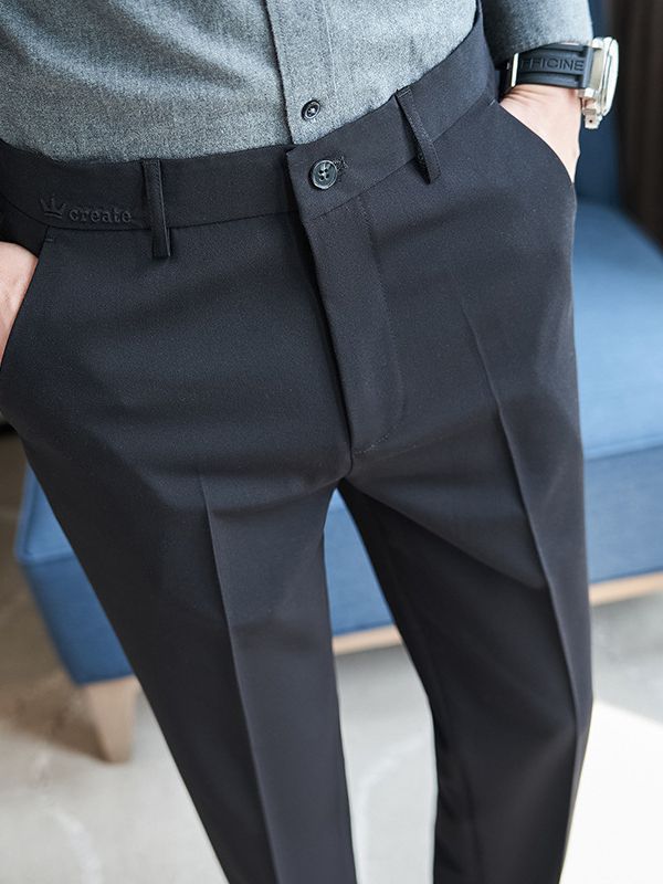Herren elegante Anzughose mit schlanker Passform und feinem Streifenmuster Drune