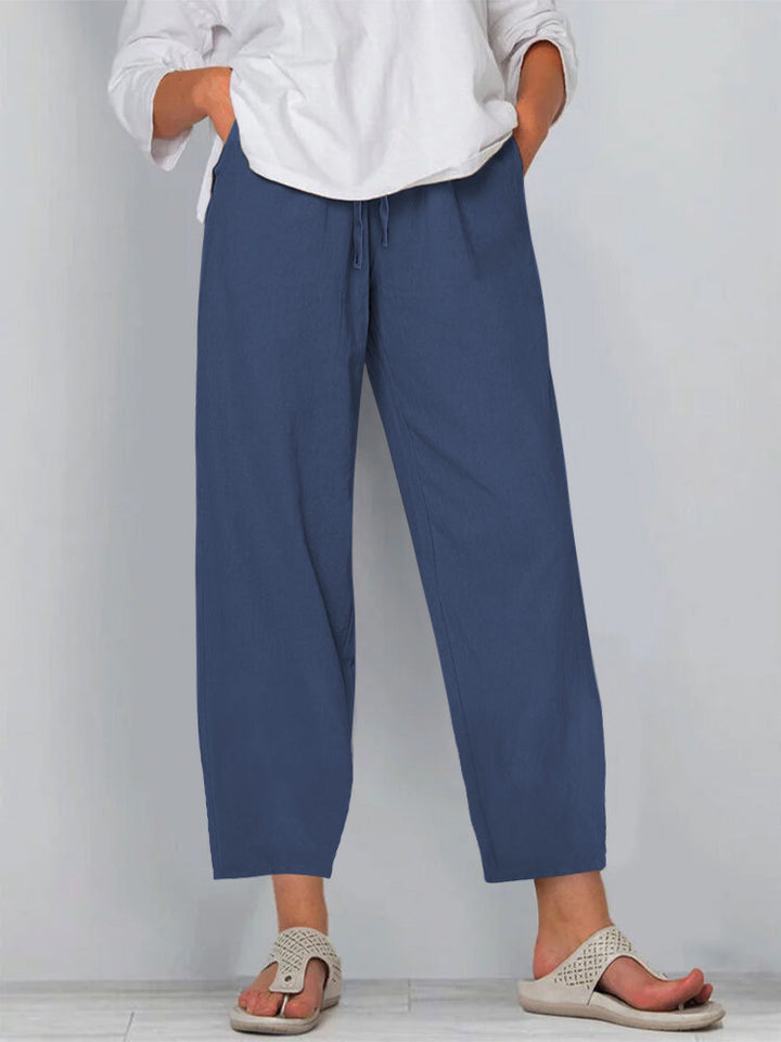 Damen Relaxed Culotte-Hosen mit Kordelzug, Seitentaschen und Knöchellänge Drune