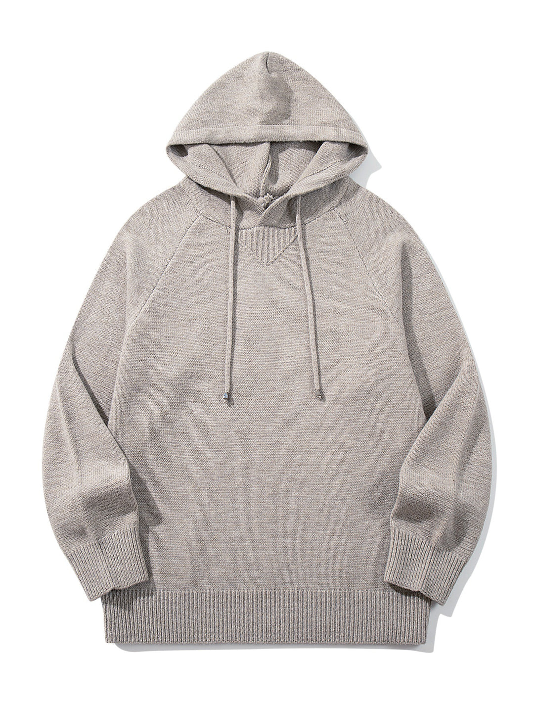 Unisex Strick-Kapuzenpullover mit Raglanärmeln und breitem Rippenbund Drune