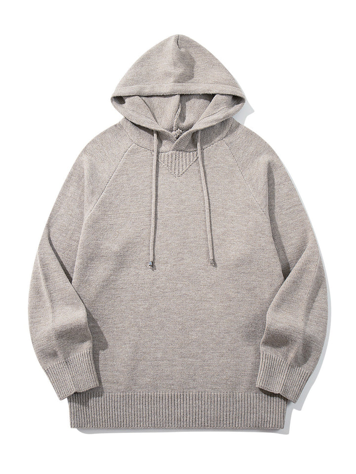 Unisex Strick-Kapuzenpullover mit Raglanärmeln und breitem Rippenbund Drune