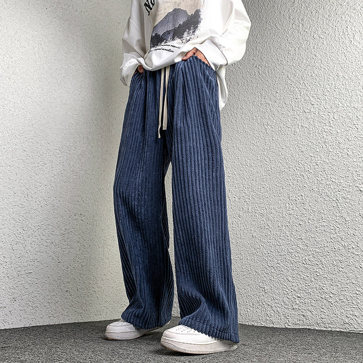 Damen Extraweite Cordhose mit Kordelzug, Rippenstruktur und weitem Bein Drune