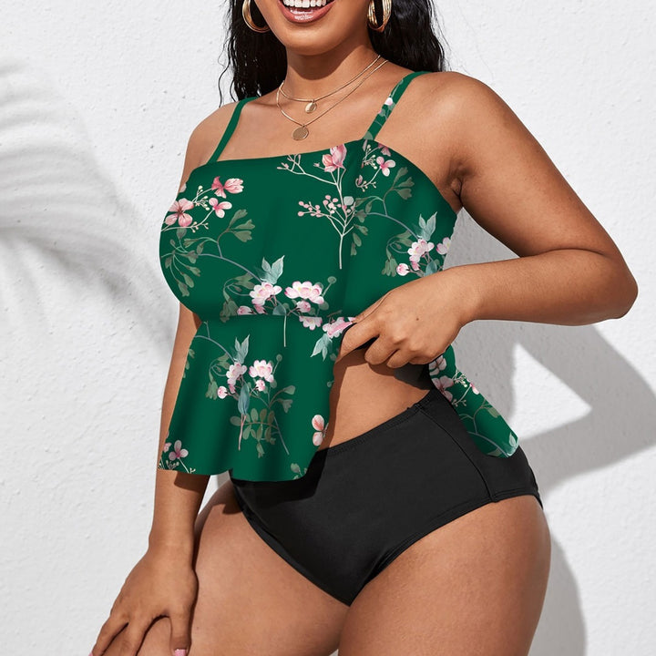 Damen Tankini mit schwingendem Rock und floralem Design Drune