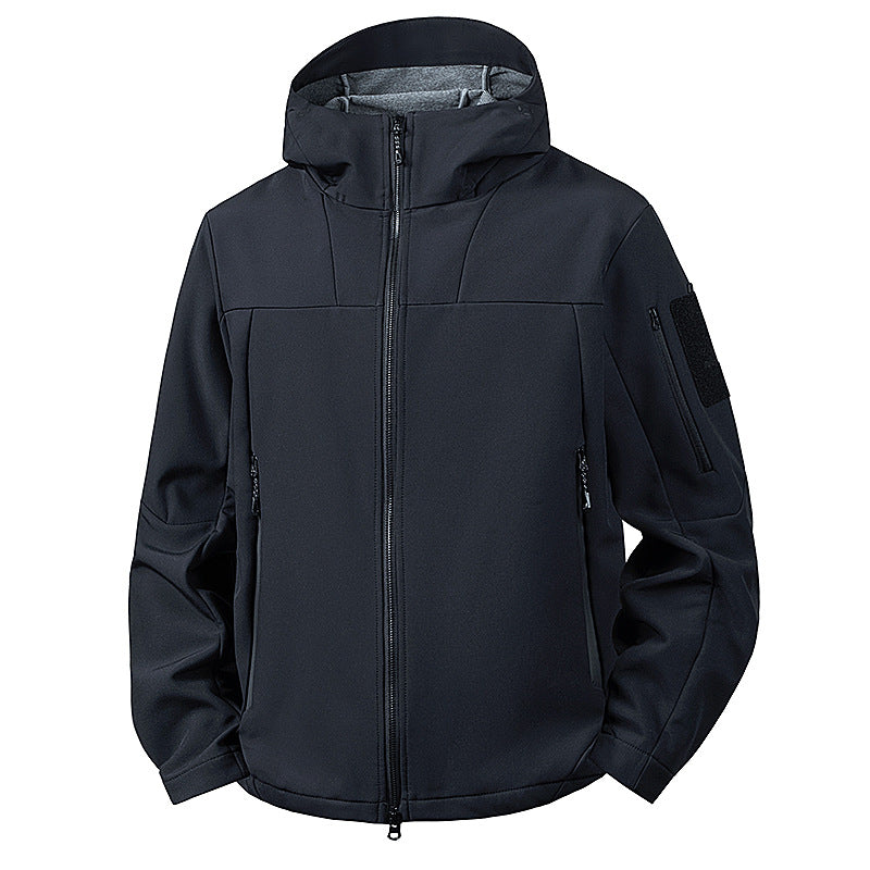Herren wind- und wasserabweisende Softshelljacke mit Kapuze und taktischen Taschen Drune