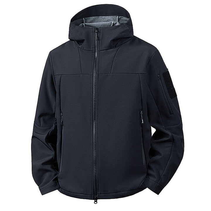 Herren wind- und wasserabweisende Softshelljacke mit Kapuze und taktischen Taschen Drune