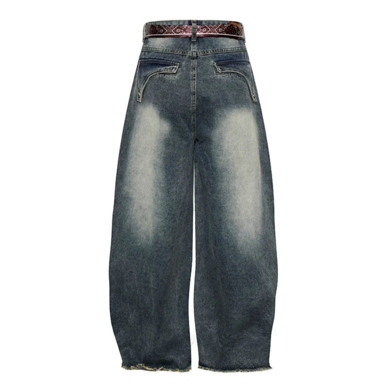 Damen Weite Denim-Culotte mit hohem Bund und Bandana-Gürtel Drune