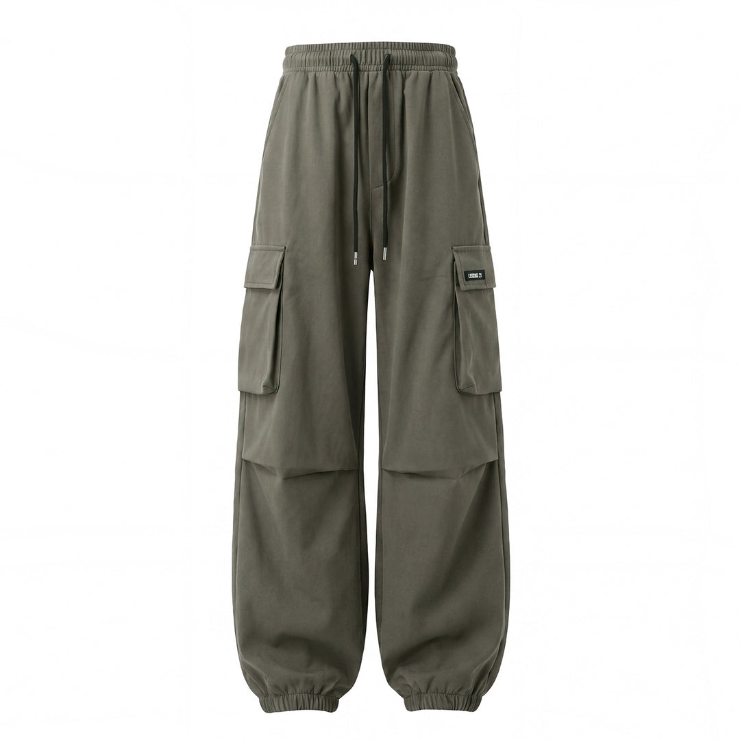 Unisex Weite Cargo-Jogginghose mit Tunnelzug, großen Klappentaschen und elastischen Bündchen Drune