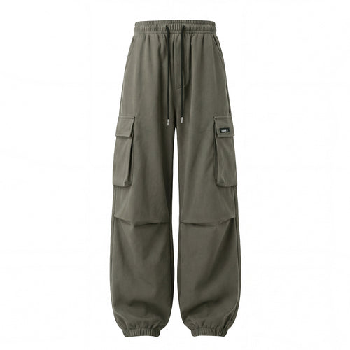 Unisex Weite Cargo-Jogginghose mit Tunnelzug, großen Klappentaschen und elastischen Bündchen Drune