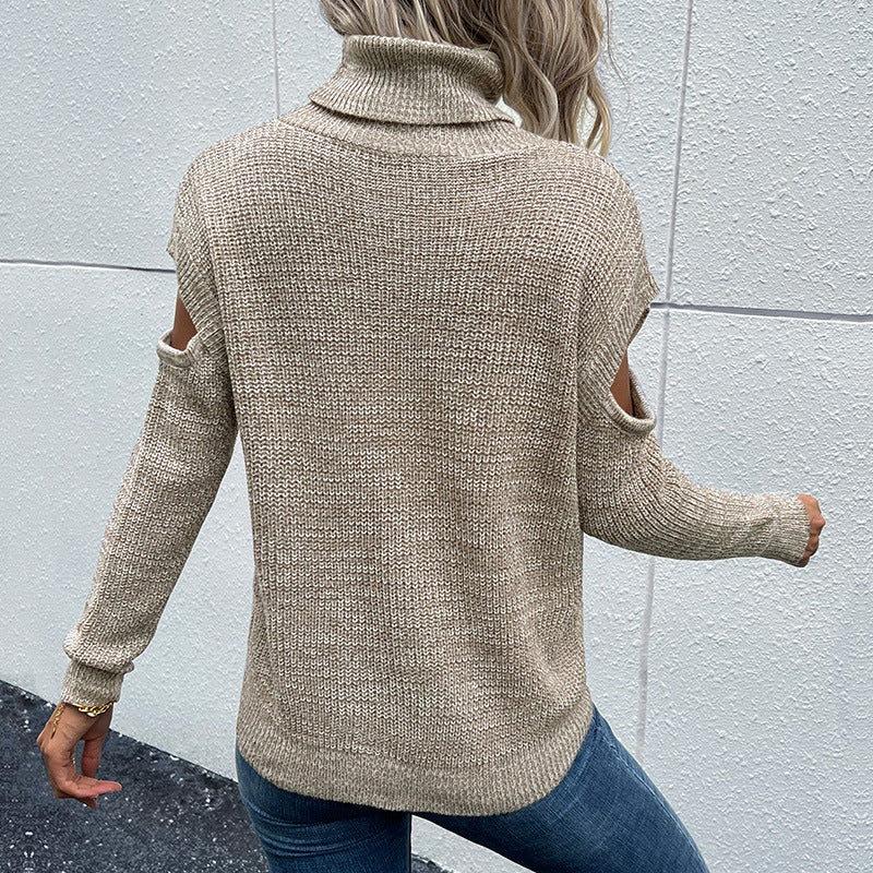 Damen Grobstrickpullover mit Cut-Out-Schultern und kurzem Saum Drune