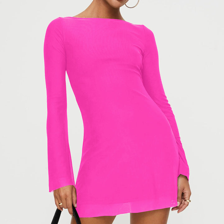 Damen Figurbetontes Minikleid mit transparentem Saum und eleganten Flügelärmeln Drune
