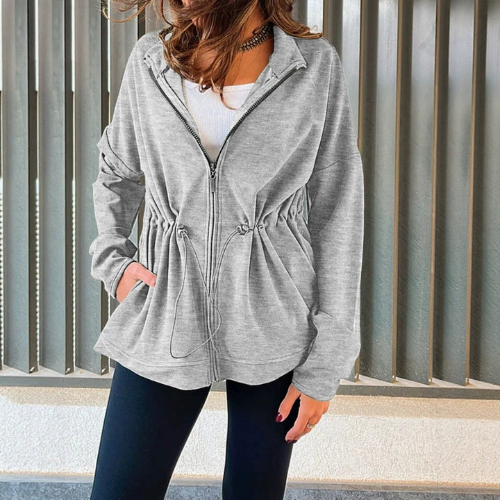 Damen Kapuzenjacke mit Taillen-Zugband, Reißverschluss und Eingrifftaschen Drune