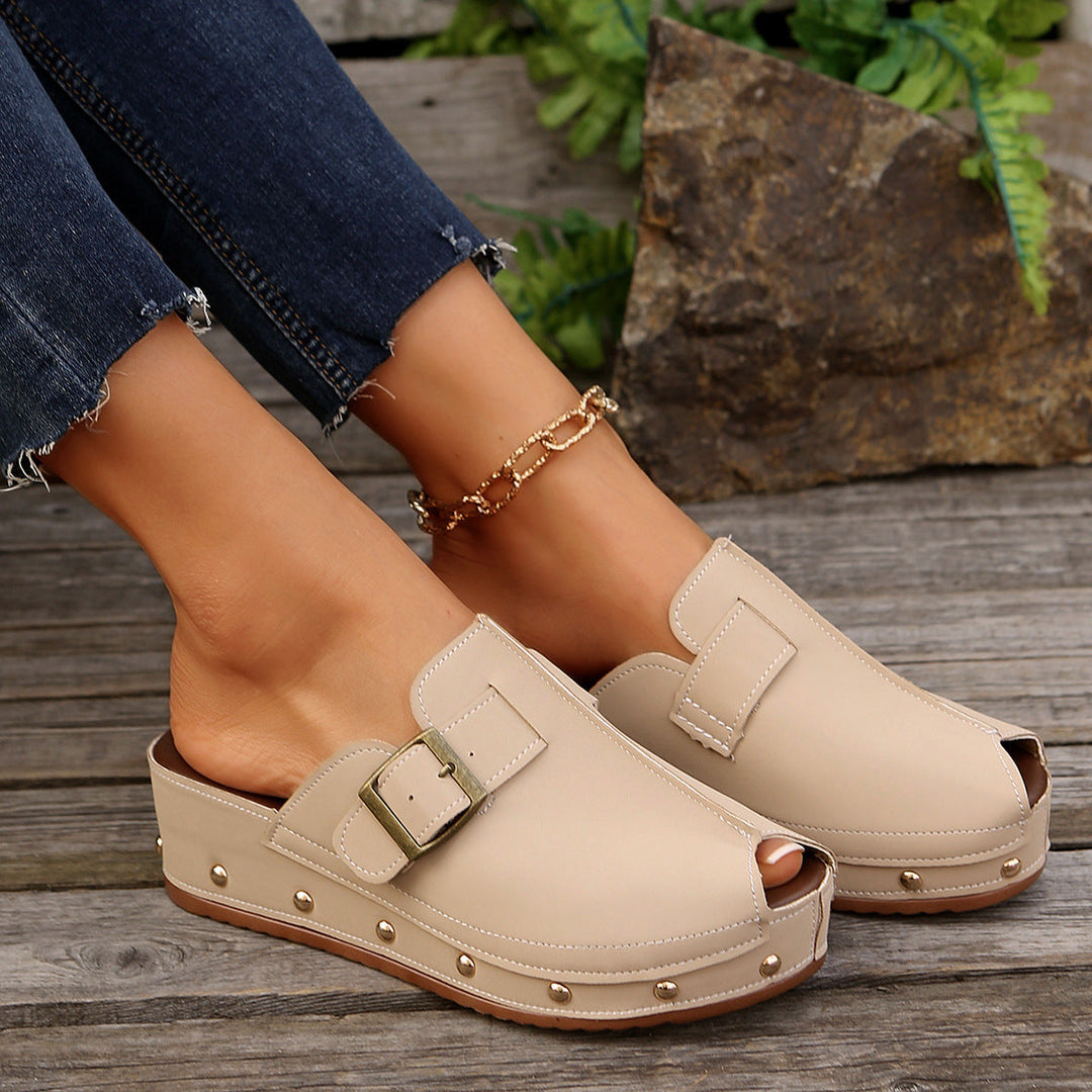 Damen Clogs mit modischem Schnallen-Design und trendiger Metallverzierung Drune