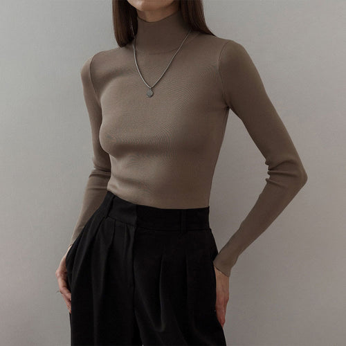 Damen Modischer Rollkragenpullover aus weicher Baumwolle Drune