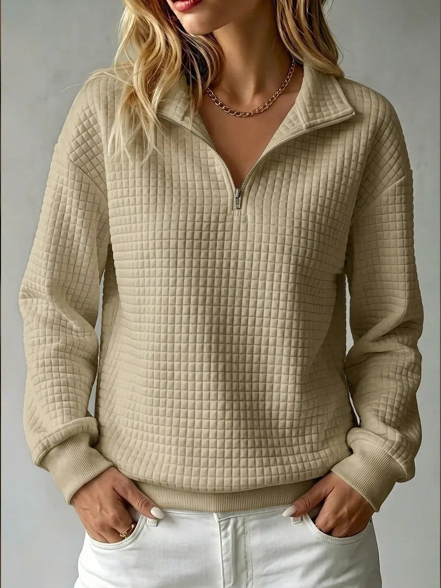 Damen Stepp-Fleece-Pullover mit halbem Reißverschluss und Stehkragen Drune