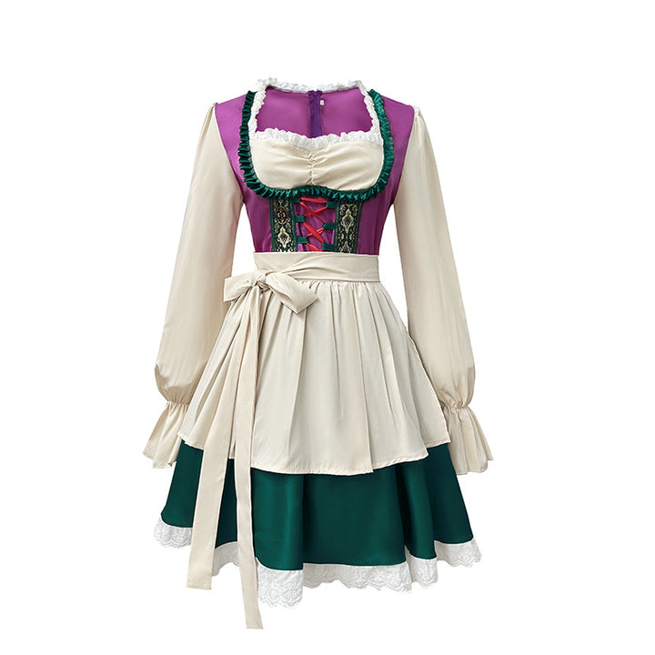 Damen nan traditionelles Dirndlkleid mit Schürze, geschnürter Corsage und Volantärmel Drune