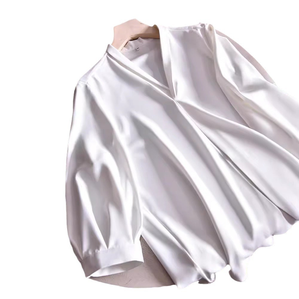 Damen Elegante Bluse mit Ballonärmeln Drune