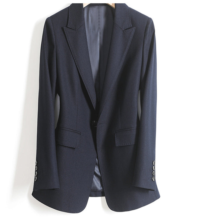 Damen Taillierter Einreihiger Blazer mit Ein-Knopf-Verschluss und Pattentaschen Drune
