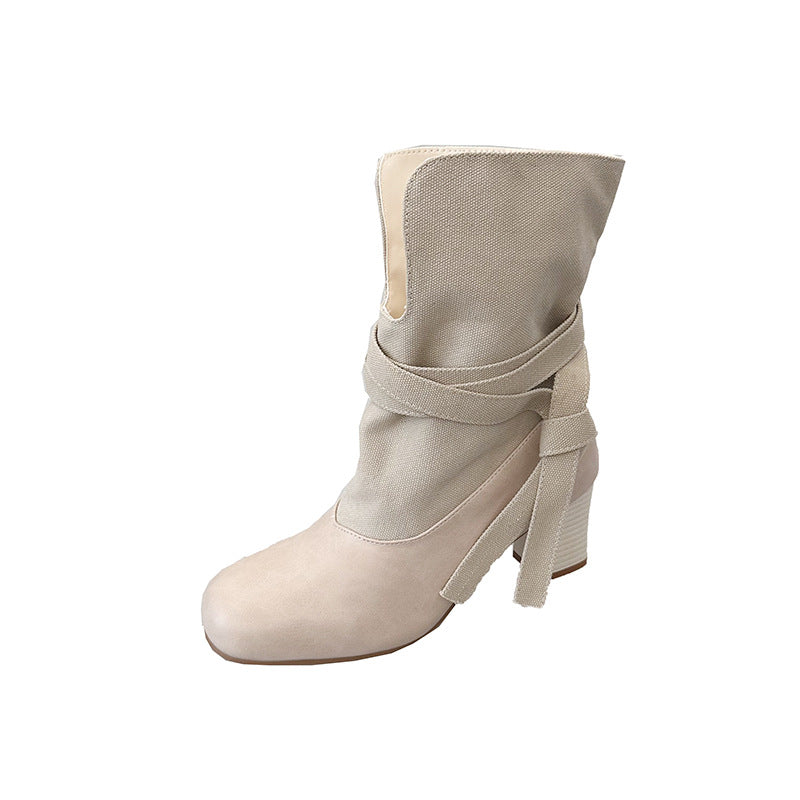 Damen Elegante und Bequeme Stiefeletten mit Riemen Drune