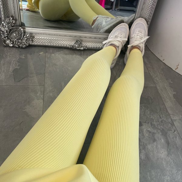 Damen Hochwertige Leggings im Rippdesign mit hohem Bund Drune