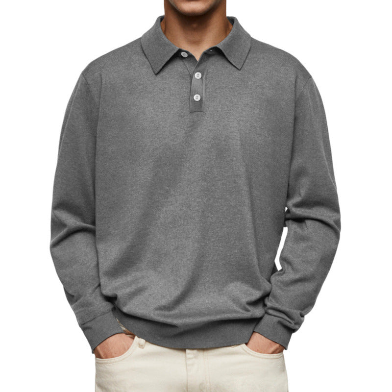 Herren Feinstrick-Poloshirt mit Knopfleiste und Rippbündchen Drune
