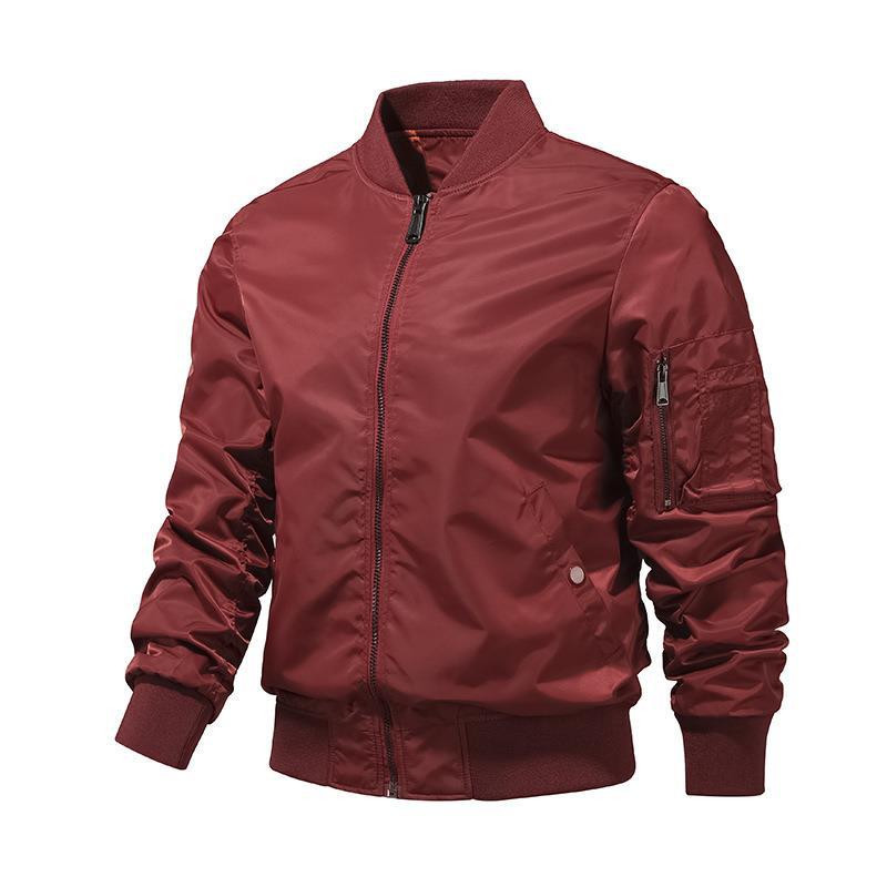 Herren Windabweisende Nylon-Bomberjacke mit Reißverschluss-Ärmeltasche und gerippten Bündchen Drune