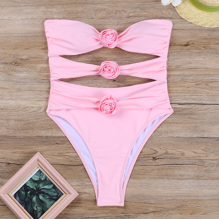 Damen Einteiliger Badeanzug mit floralem Design und innovativem Cut-Outs Drune
