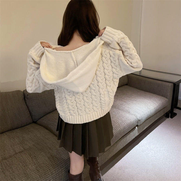 Damen Kuscheliger Strickponcho mit Zopfmuster Drune