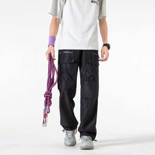 Herren Weite Utility-Cargohose mit verstärkten Kniepassen, Zipper- und Klappfächern Drune