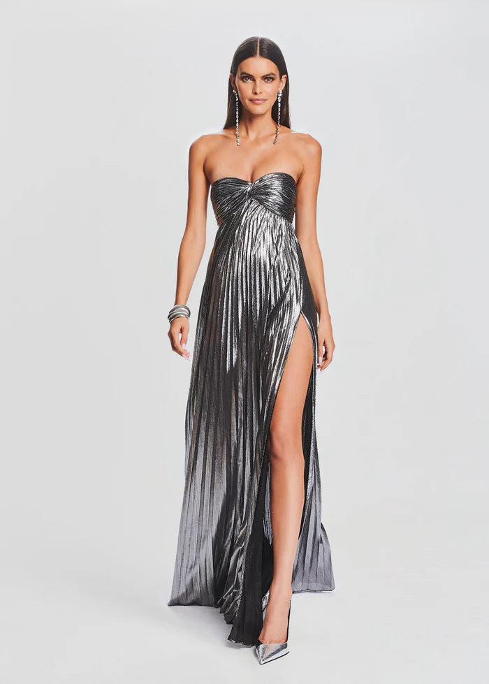 Damen Abendkleid mit schulterfreiem Design und elegantem Schlitz Drune