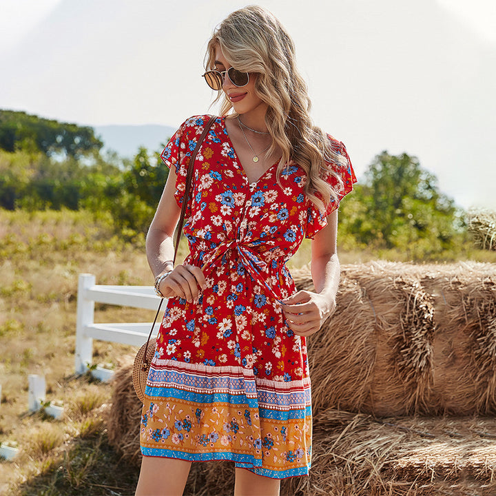 Damen Sommerkleid mit floralem Muster Drune