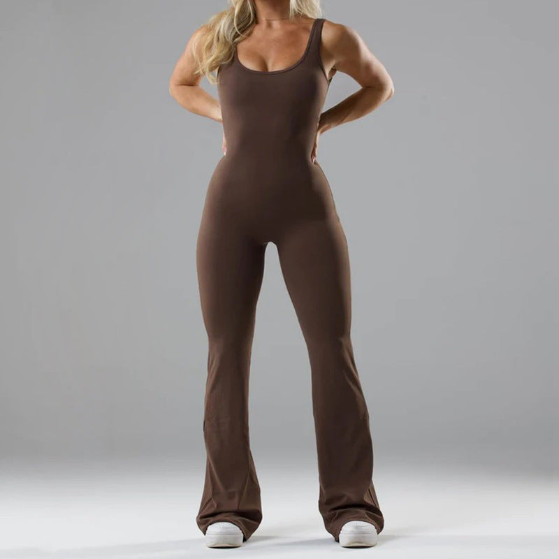Damen Eleganter Jumpsuit mit figurbetonendem Schnitt und flared Beinen Drune