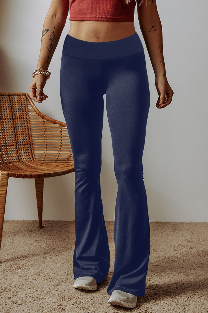 Damen High-Waist Flare-Hosen aus Stretch-Jersey mit weitem Schlag Drune