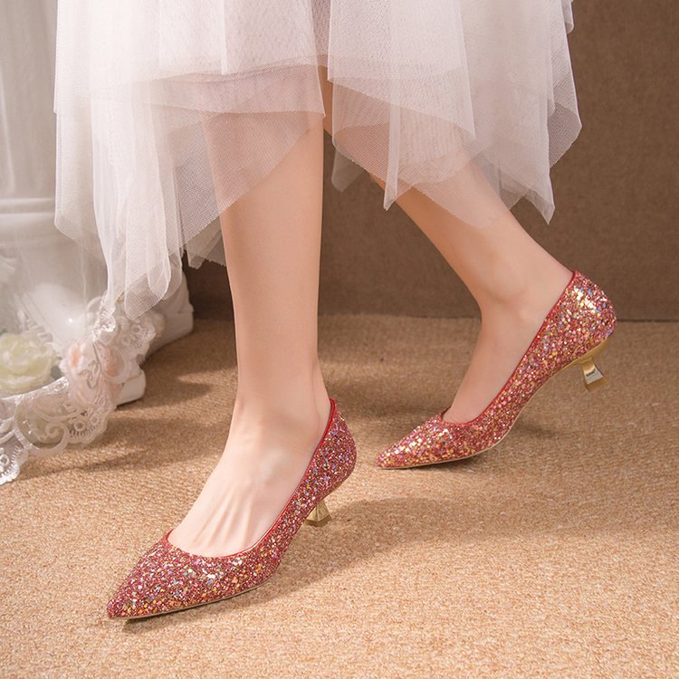 Damen elegante glitzernde Pumps mit spitz zulaufender Form Drune