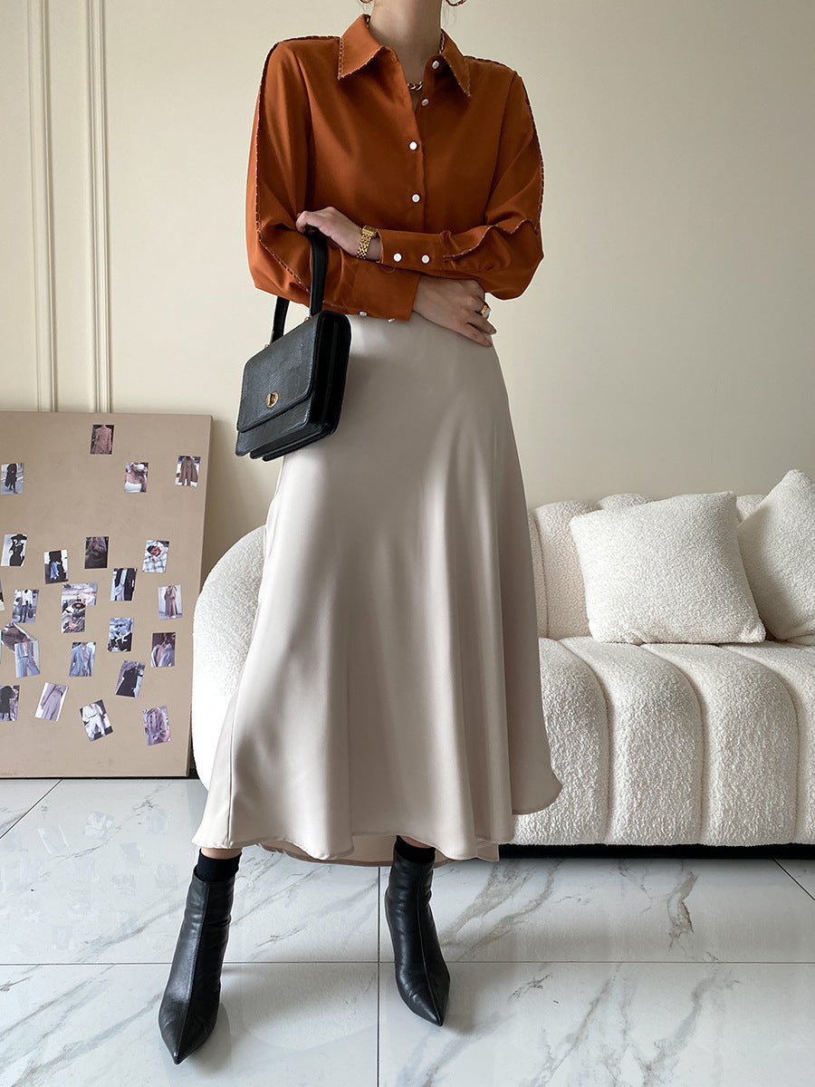 Damen Elegantes Hemd mit voluminösem Kragen Drune