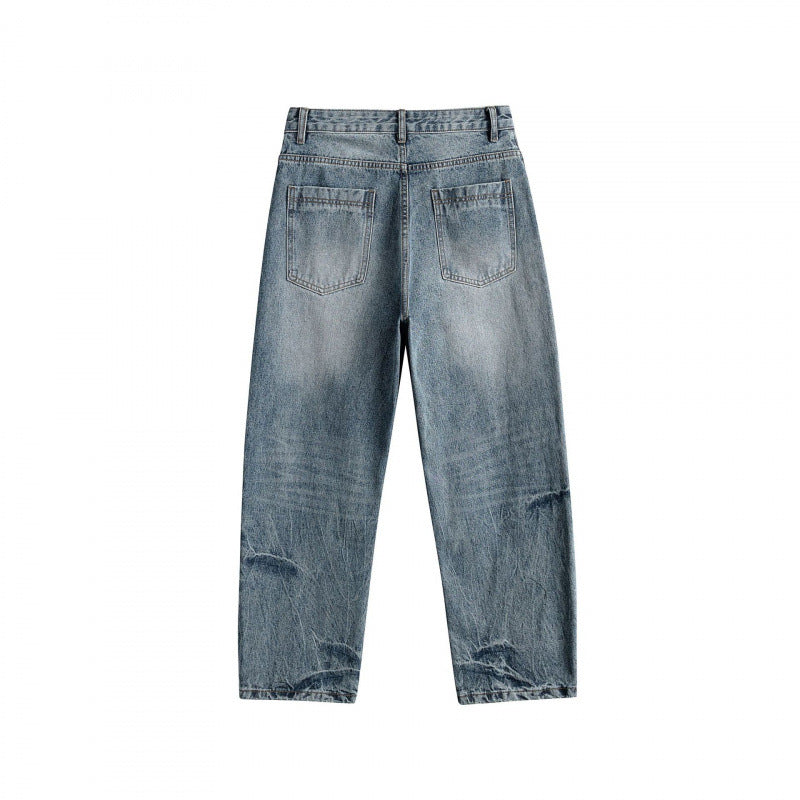 Damen Weite High-Waist Straight‑Leg Vintage-Jeans mit Used-Waschung und dezenten Distressed-Details Drune