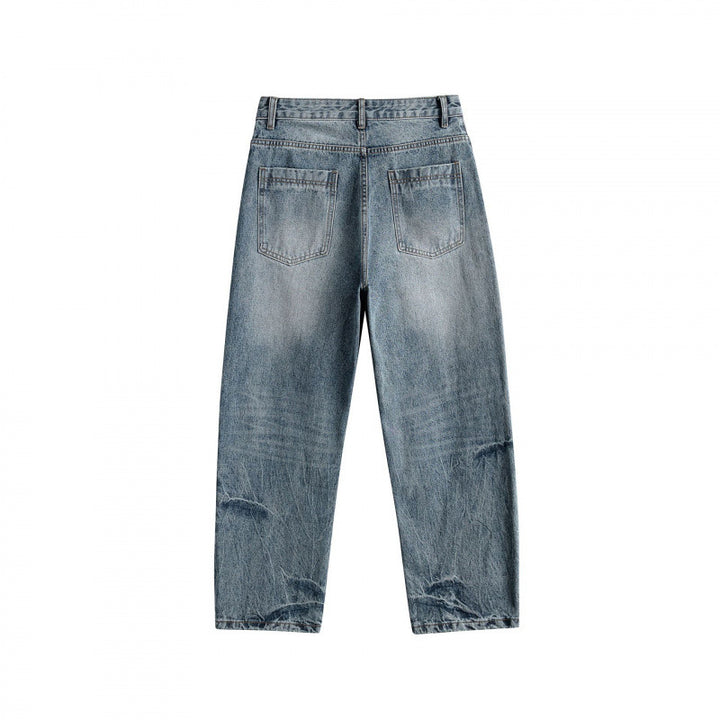 Damen Weite High-Waist Straight‑Leg Vintage-Jeans mit Used-Waschung und dezenten Distressed-Details Drune