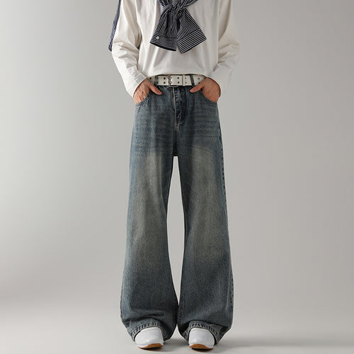 Herren Weite Schlagjeans aus gewaschenem Denim mit dezenten Fade-Effekten Drune
