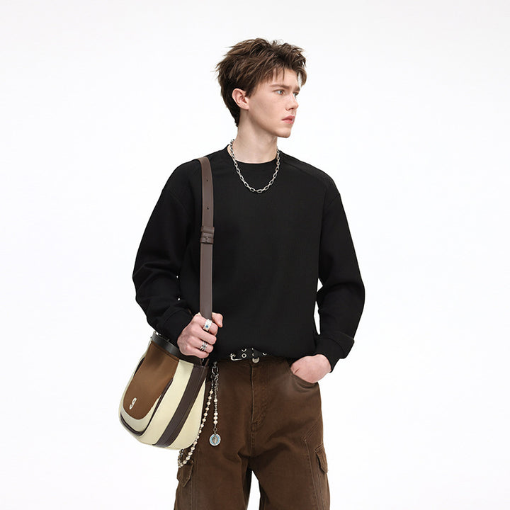 Herren Gerippter Struktur-Sweatshirtpullover mit Drop-Shoulder und relaxed Fit Drune